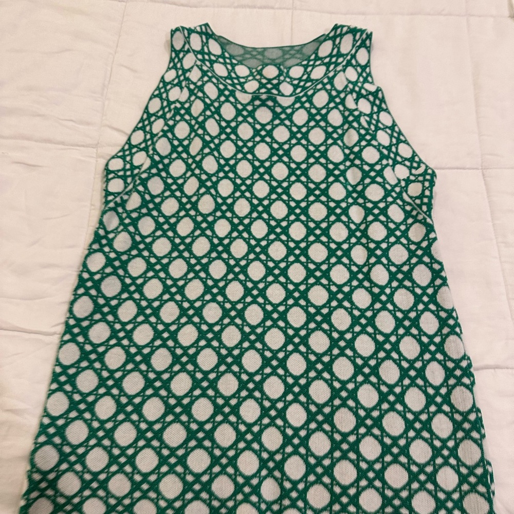Ann Taylor Green and White Sleeveless Tank Top